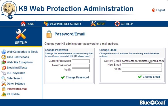 k9 Web Protection Email-password