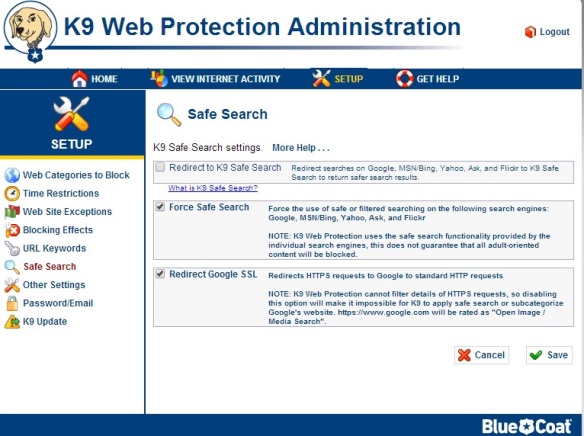 k9 Web Protection Safe-searh